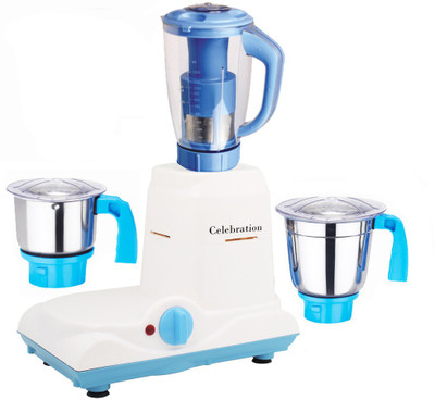 

Celebration Latest Jar attachments of chutney medium & juicer jarType-455 750 W Juicer Mixer Grinder(Multicolor, 3 Jars)