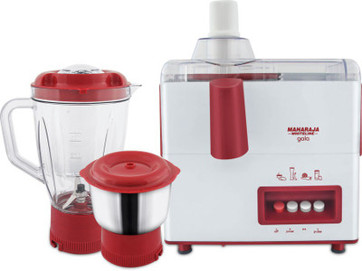 

Maharaja Whiteline Gala 450 W Juicer Mixer Grinder(White, Red, 3 Jars), Red;white