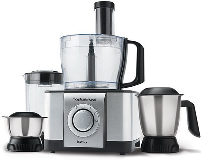 Morphy Richards Jx4 Icon DLX Food Processor 1000 W Juicer Mixer Grinder (4 Jars, Steel Black)