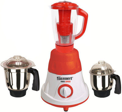 

Sunmeet Latest Jar attachments of chutney medium & juicer jarType-638 600 W Juicer Mixer Grinder(Multicolor, 3 Jars)