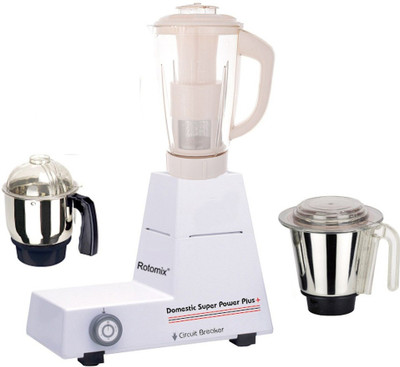 

Rotomix Latest Jar attachments of chutney medium & juicer jarType-606 600 W Juicer Mixer Grinder(Multicolor, 3 Jars)