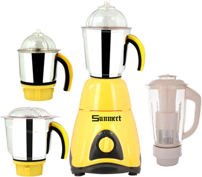 

Sunmeet Combo Pack of 4 Jars with 1 Red Blender With Attachment free SM-269 1000 W Mixer Grinder(Yellow, 4 Jars)
