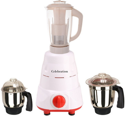 

Celebration Latest Jar attachments of chutney medium & juicer jarType-434 600 W Juicer Mixer Grinder(Multicolor, 3 Jars)