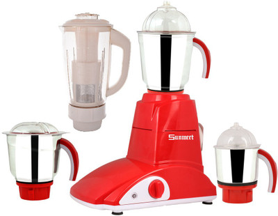 

Sunmeet Combo Pack of 4 Jars with 1 White Blender With Attachment free SM-180 750 W Mixer Grinder(Red, 4 Jars)