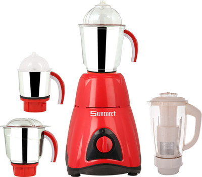

Sunmeet Style 600 W Mixer Grinder(Red, Black, 4 Jars), Black;red