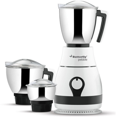 Butterfly Pebble 3 Jar 600W 600 W Mixer Grinder(White, 3 Jars)