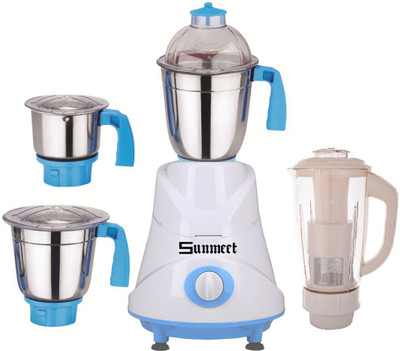 

Sunmeet Combo Pack of 4 Jars with 1 White Blender With Attachment free SM-174 750 W Mixer Grinder(Blue, 4 Jars)