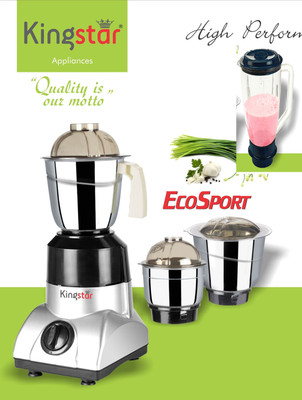 

Kingstar ECOSPORT 550 W Juicer Mixer Grinder(BLACK/GREY, 4 Jars)