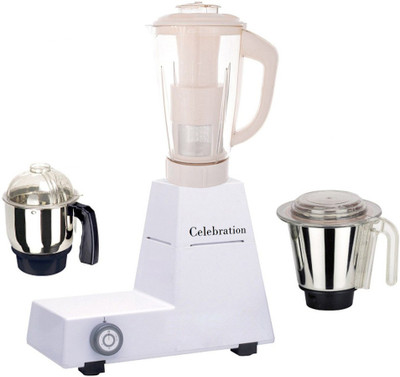 

Celebration Latest Jar attachments of chutney medium & juicer jarType-450 600 W Juicer Mixer Grinder(Multicolor, 3 Jars)