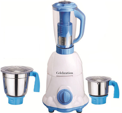

Celebration Latest Jar attachments of chutney medium & juicer jarType-428 600 W Juicer Mixer Grinder(Multicolor, 3 Jars)