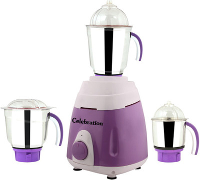 Celebration MG16-198 600 W Mixer Grinder(Purple, 3 Jars)
