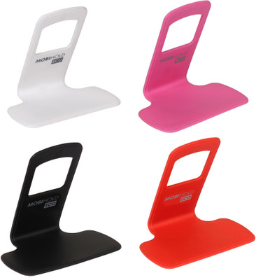 Riona 4 Pcs Wall Mobile Phone Holder/Shelf/Stand/Rack - Mobihold Eco Assorted Accessory Combo(Black, Red, White, Pink)