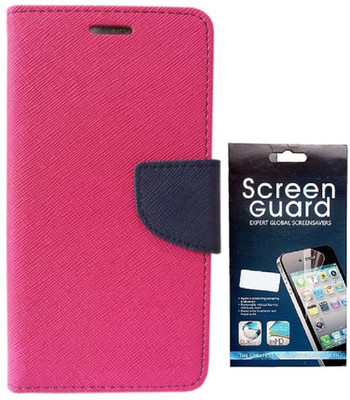 Coverage Coverage Flip cover with Screen Guard for Motorola Moto G (1st Gen) Pink::Blue Accessory Combo(Pink, Blue)