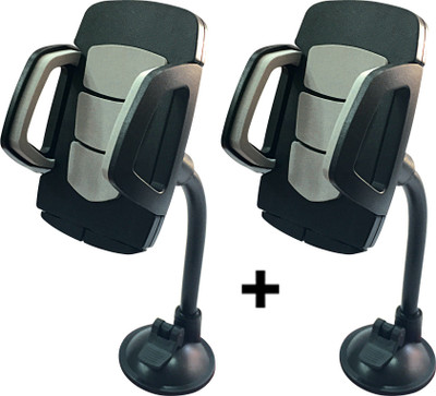 ManeKo Racer Car Mount 360 Degree Bending Neck Universal Car Mount (Pack of 2) Mobile Holder, Black;grey