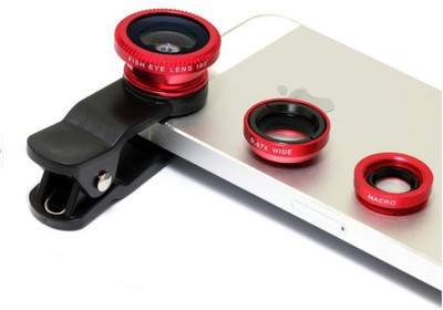 

Fingers Universal 3 in1 Clip On Camera Lens Kit Wide Angle Fish Eye Macro Red Mobile Phone Lens(Wide and Macro, Fisheye)