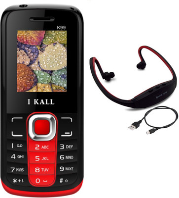 

I Kall K99 with MP3/FM Player Neckband(Red & Black)