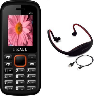 

I Kall K55 with MP3/FM Player Neckband(Black & Orange)