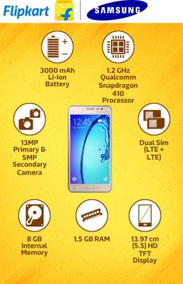 Samsung Galaxy On7 (Gold, 8 GB) 