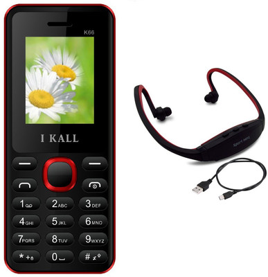 

I Kall K66 with MP3/FM Player Neckband(Black & Red)