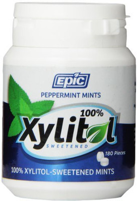 

Epic Dental 00% Xylitol Sweetened Breath Mints, Peppermint, 80 Count(1 g)