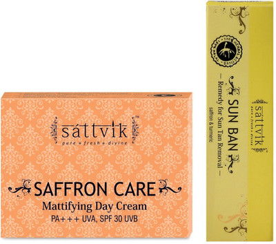 

Sattvik Organics DAY CREAM PLUS COMBO- (SAFFRON CARE 100gm, Sun Ban 12gm)(112 g)