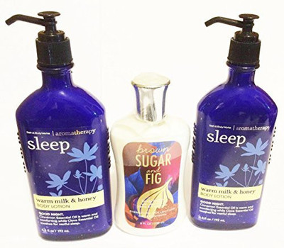 Bath & Body Works Aromatherapy Sleep Warm Milk - Honey Lotion And Signature Lotion Brown Sugar Fig Lotion (pack Of 3)(192 ml)