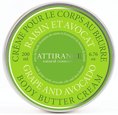 

Attirance Natural Cosmetics Body Butter Cream Grape & Avocado All With Avocado Oil, Shea Butter & Grape Seed Oil(200 ml)