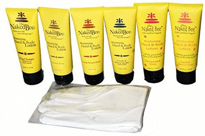 

The Naked Bee Hand & Body Lotion Sampler Pack Of 6 Plu Moisturizing Gloves(67 ml)