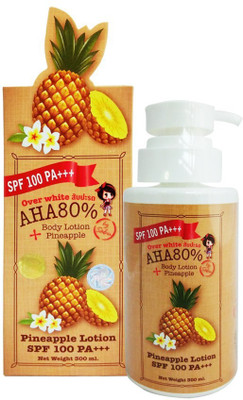 Gluta AHA 80% ALPHA ARBUTIN OVERWHITE Pineapple Body lotion Whitening Face SPF 100+(300 ml)