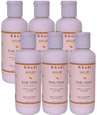 

Khadi Mauri Herbal Body Lotion - Pack of 6 - Premium Natural(1260 ml)