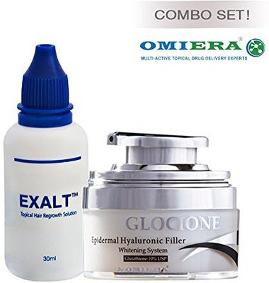 

Omiera age defying facial skin care firming and tightening cream glocione (1.0 fl. oz.)+ hair loss treatment hair growth serum exalt (1.0 fl. oz.) anti aging products by labs(30 ml)