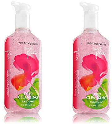 

Bath & Body Works SWEET PEA Deep Cleansing Antibacterial Hand Soap, (2 pack) NEW LOOK!(240 ml)