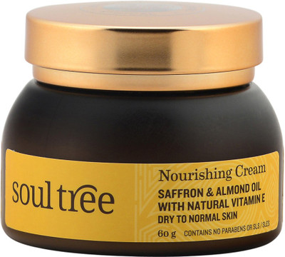 

SoulTree Nourishing Cream, Saffron & Almond Oil With Natural Vitamin-E, Dry to Normal Skin(60 g)