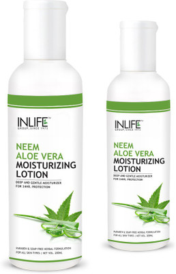 

Inlife Natural Aloe Vera Neem Moisturizing Face Lotion 2 pack 200ml Paraben Free(200 ml)