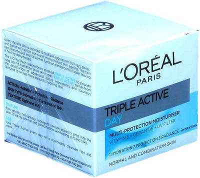 

L'Oreal Triple Active Multi Protection Day Moisturiser 24h hydration Normal to Combination Skin(50 ml)