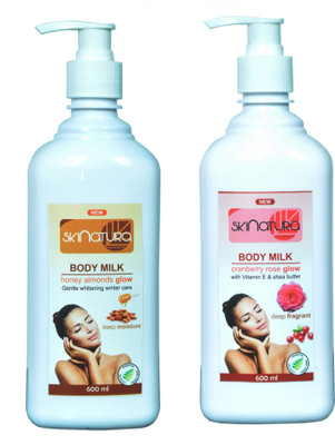 

Skinatura honey almond,rose body milk(pack of two)(1200 ml)