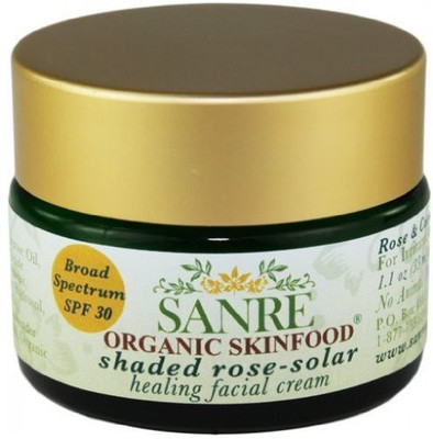 

SanRe Organic Skinfood Shaded Rose - Organic Rose and Coconut Healing Day Cream For Irritated/Psoriasis and/or Eczema Prone Skin - SPF 30(33 ml)