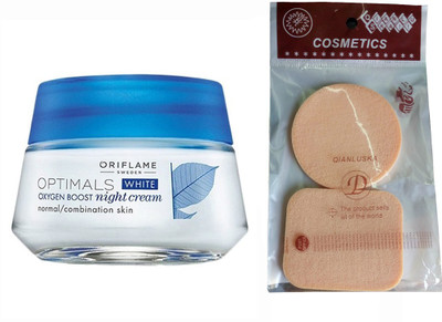 

Oriflame Sweden OPTIMALS WHITE OXYGEN BOOST NIGHT CREAM NORMAL/ COMBINATION SKIN WITH COMPACT SPONGES(50 ml)