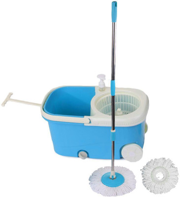 Blyssware Blue CleanSweep with Wheels and 1 Extra Refill Mop Set