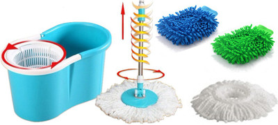 

Everything Imported EasyLife Magic Twin Bucket Super Spin with 2 Mopheads and 2 Gloves Mop Set