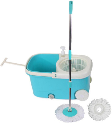 

Cherrylite Easy Spin Blue Bucket With Wheels and Extra 1 Mop Refill Mop Set
