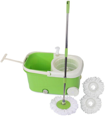 

Cherrylite Smart Magic Spin Green Bucket With Wheels & Extra 2 Refills Mop Set