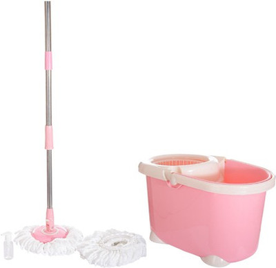 

A To Z Sales Magic Spin Mop 360° Rotating Pole & Bucket "No Foot Pedal" with 2 Microfiber Heads and dryer Mop Set