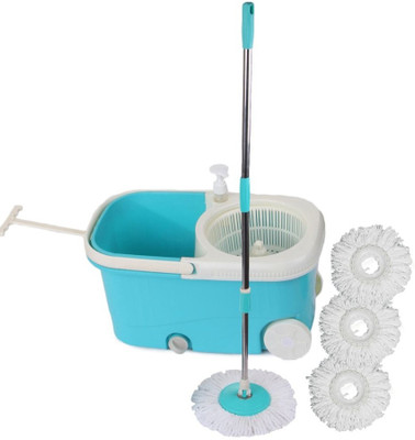 

Cherrylite Easy Spin Blue Bucket With Wheels and Extra 3 Mop Refill Mop Set