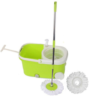 

Cherrylite Smart Magic Spin Green Bucket With Wheels & Extra 1 Refills Mop Set
