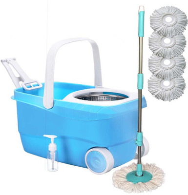 

Easyhome magic floor with stainless steel wringer,jumbo wheels and 5 refills Mop