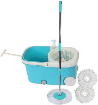 

Cherrylite Easy Spin Blue Bucket With Wheels and Extra 2 Mop Refill Mop Set