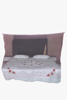 RIDDHI Nylon Adults Washable light pink (6x6) 50 mtr sailam square mosquito net Mosquito Net(light pink, Bed Box)