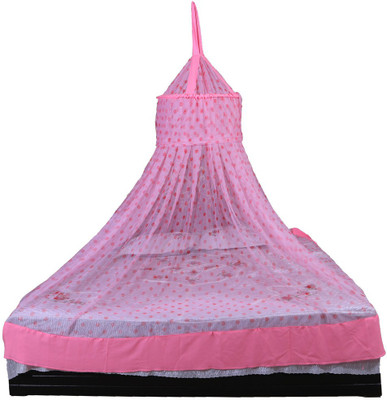 

Riddhi Polyester Adults 6x6 round fancy pink printed floral hanging Mosquito Net(Pink)