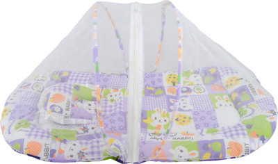 

Baby Grow Cotton Infants Bedding Set With Center Zip Mosquito Net Animal Print Mosquito Net(Purple)